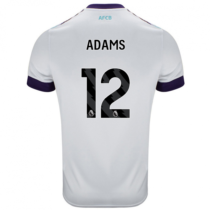 Kids Football Tyler Adams #12 White Green Purple Away Jersey 2024/25 T-Shirt