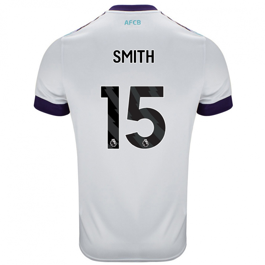 Kids Football Adam Smith #15 White Green Purple Away Jersey 2024/25 T-Shirt