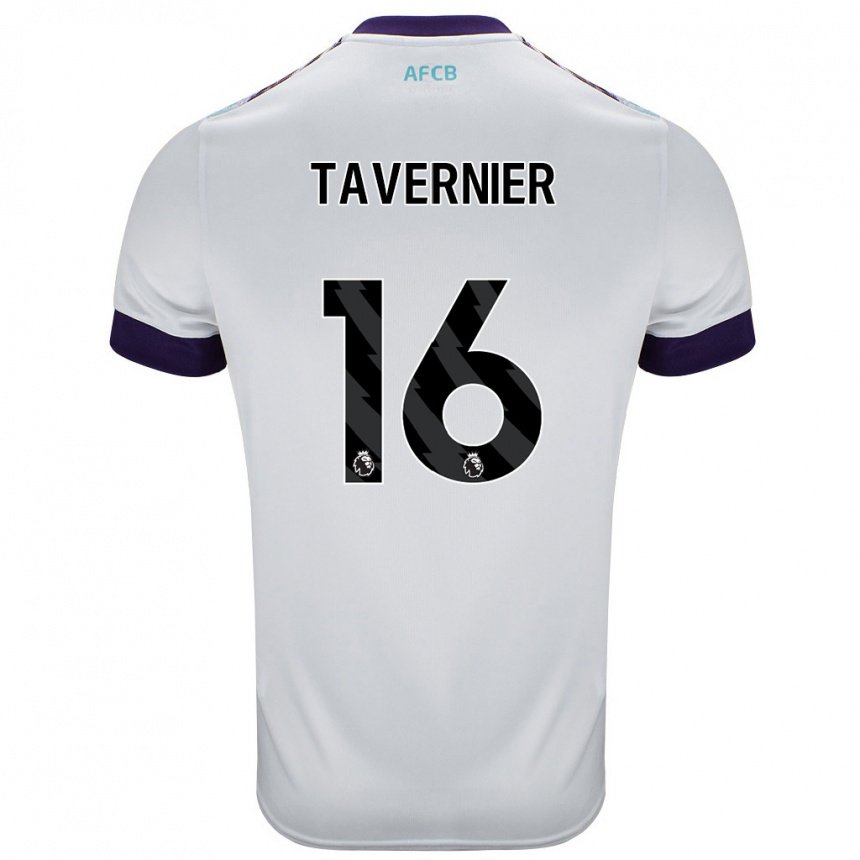 Kids Football Marcus Tavernier #16 White Green Purple Away Jersey 2024/25 T-Shirt