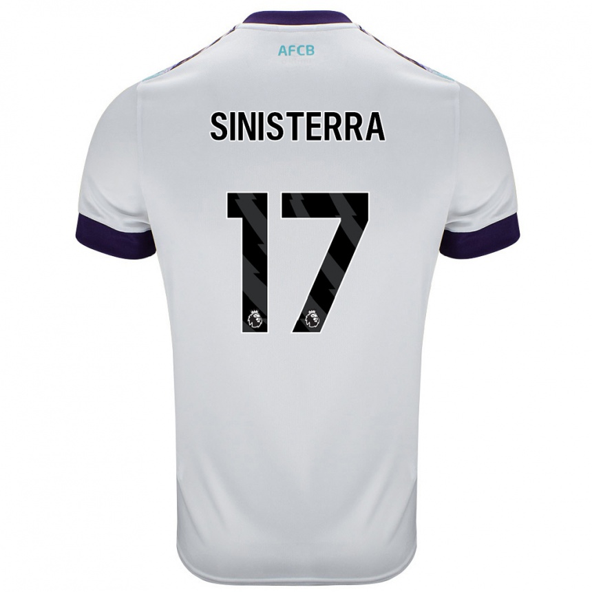 Kids Football Luis Sinisterra #17 White Green Purple Away Jersey 2024/25 T-Shirt