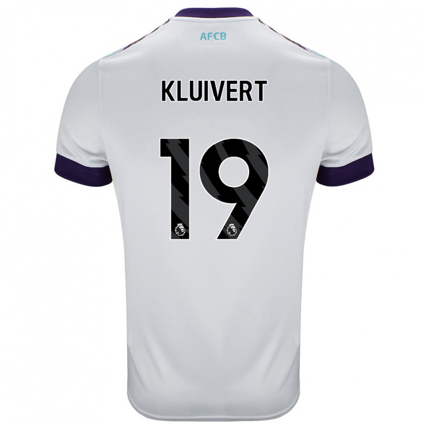 Kids Football Justin Kluivert #19 White Green Purple Away Jersey 2024/25 T-Shirt