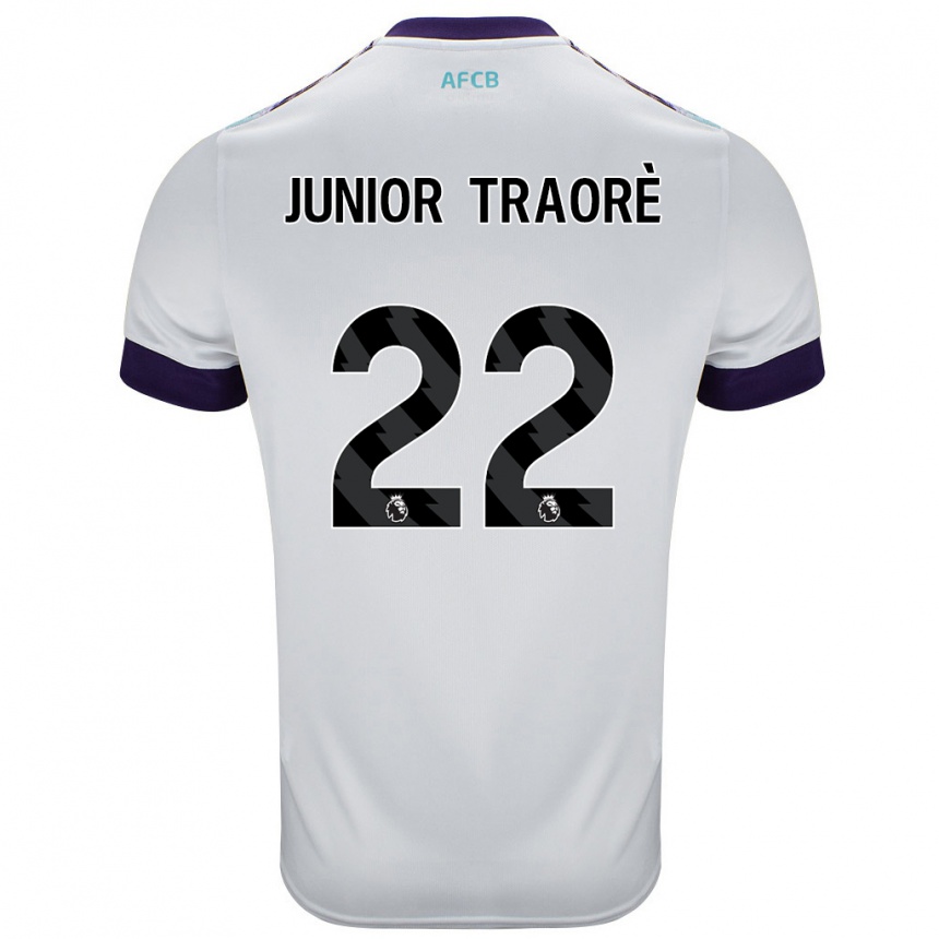 Kids Football Hamed Junior Traorè #22 White Green Purple Away Jersey 2024/25 T-Shirt