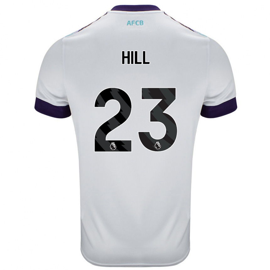 Kids Football James Hill #23 White Green Purple Away Jersey 2024/25 T-Shirt