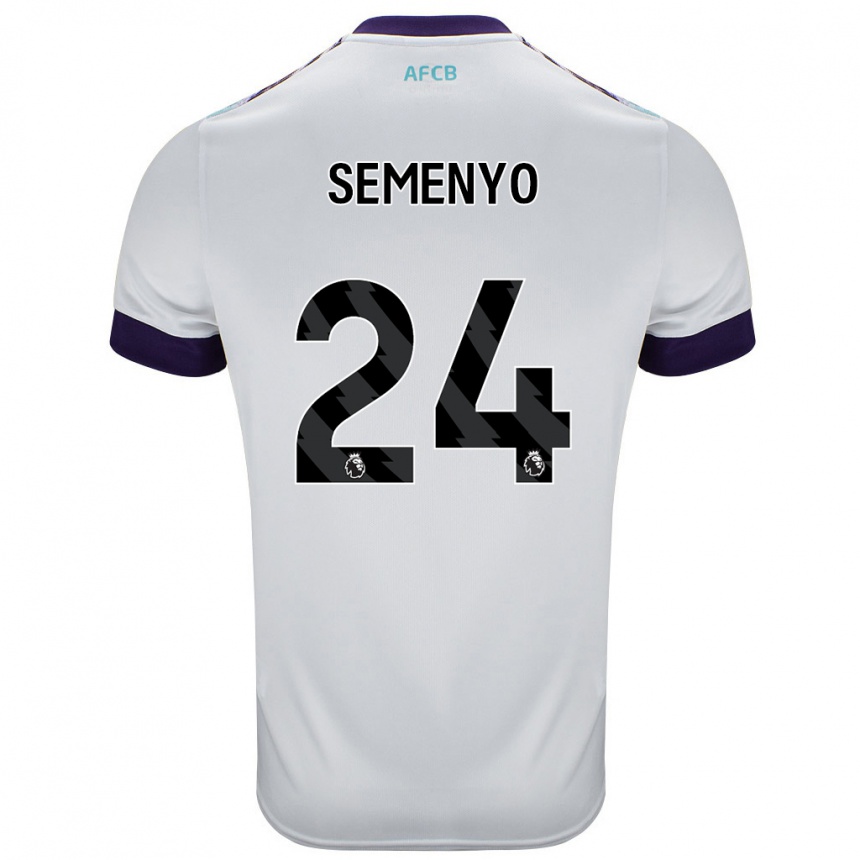 Kids Football Antoine Semenyo #24 White Green Purple Away Jersey 2024/25 T-Shirt