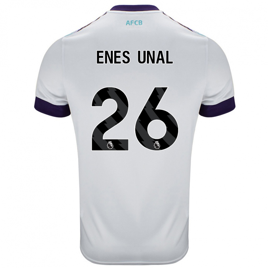 Kids Football Enes Ünal #26 White Green Purple Away Jersey 2024/25 T-Shirt