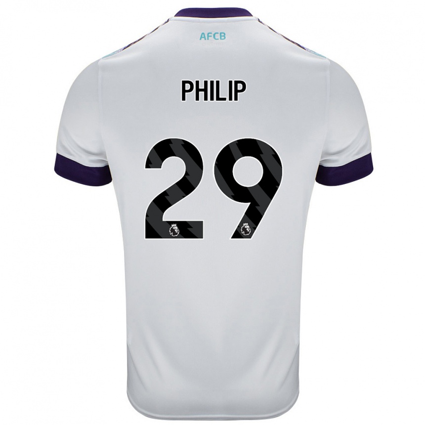 Kids Football Philip Billing #29 White Green Purple Away Jersey 2024/25 T-Shirt