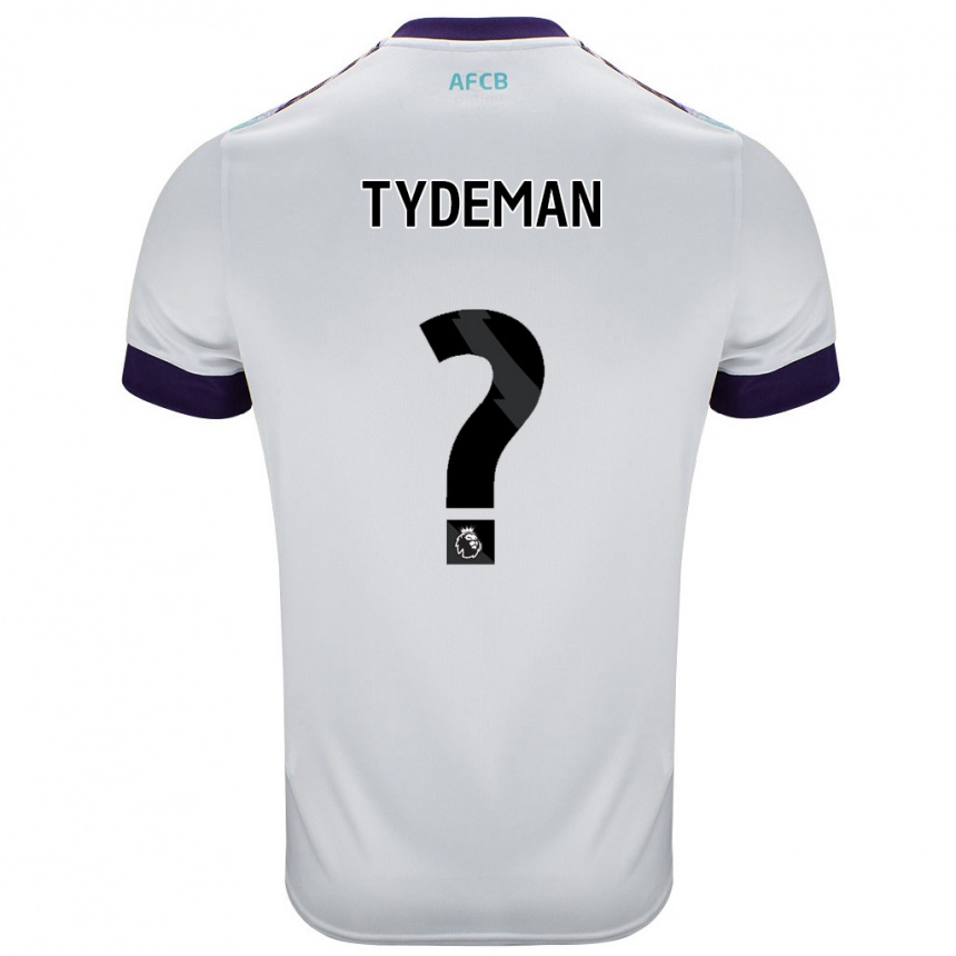 Kids Football Kian Tydeman #0 White Green Purple Away Jersey 2024/25 T-Shirt