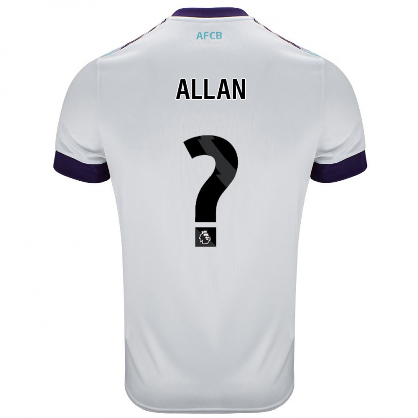 Kids Football Mack Allan #0 White Green Purple Away Jersey 2024/25 T-Shirt