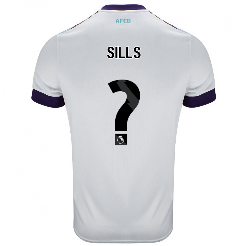 Kids Football Ethan Sills #0 White Green Purple Away Jersey 2024/25 T-Shirt