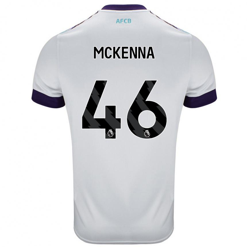 Kids Football Callan Mckenna #46 White Green Purple Away Jersey 2024/25 T-Shirt