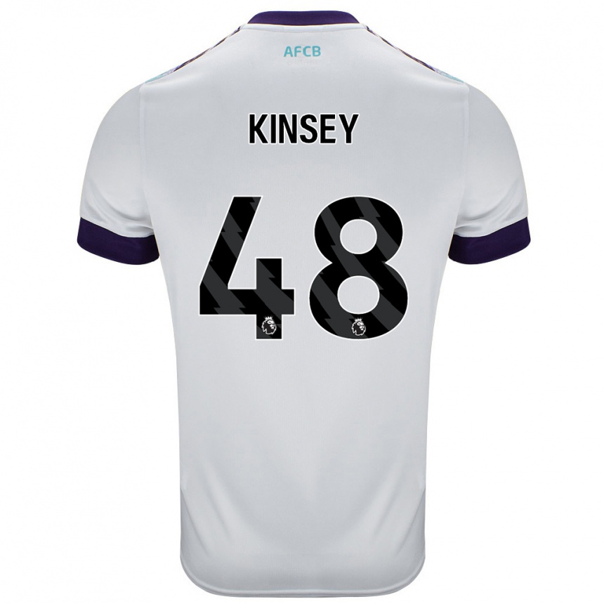 Kids Football Max Kinsey #48 White Green Purple Away Jersey 2024/25 T-Shirt