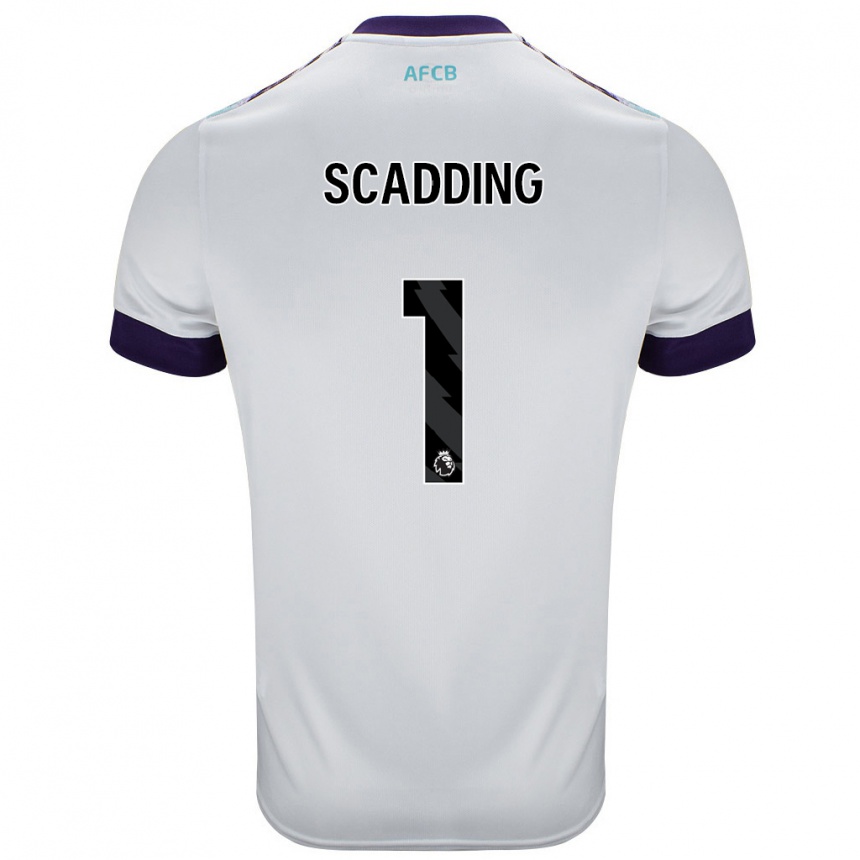 Kids Football Katie Scadding #1 White Green Purple Away Jersey 2024/25 T-Shirt