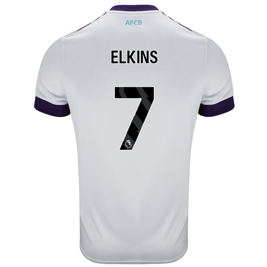 Kids Football Elle Elkins #7 White Green Purple Away Jersey 2024/25 T-Shirt