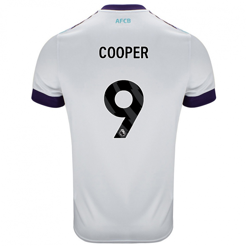 Kids Football Lucy Cooper #9 White Green Purple Away Jersey 2024/25 T-Shirt