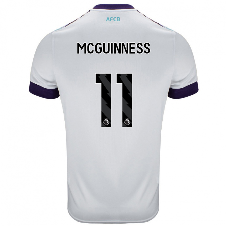 Kids Football Gemma Mcguinness #11 White Green Purple Away Jersey 2024/25 T-Shirt