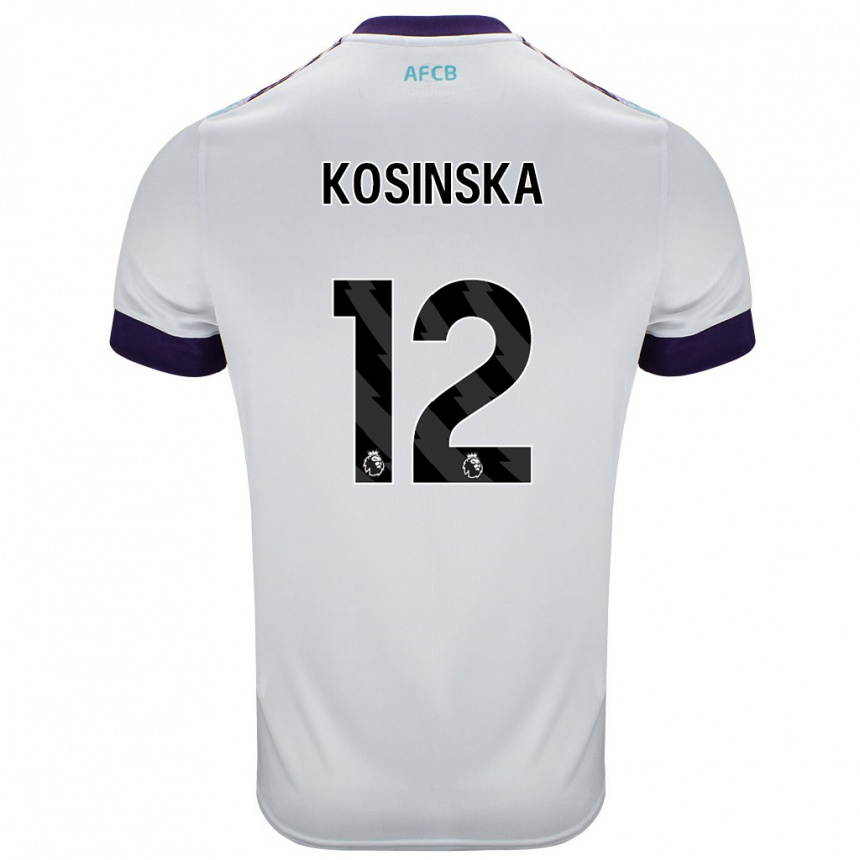 Kids Football Daniela Kosinska #12 White Green Purple Away Jersey 2024/25 T-Shirt