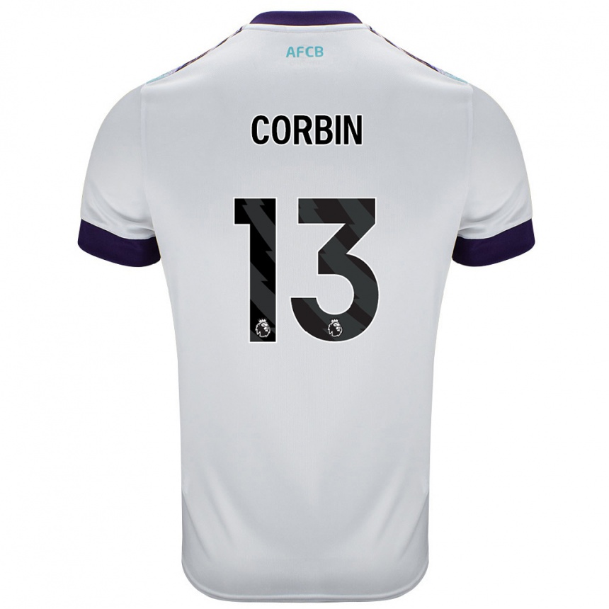 Kids Football Helen Corbin #13 White Green Purple Away Jersey 2024/25 T-Shirt