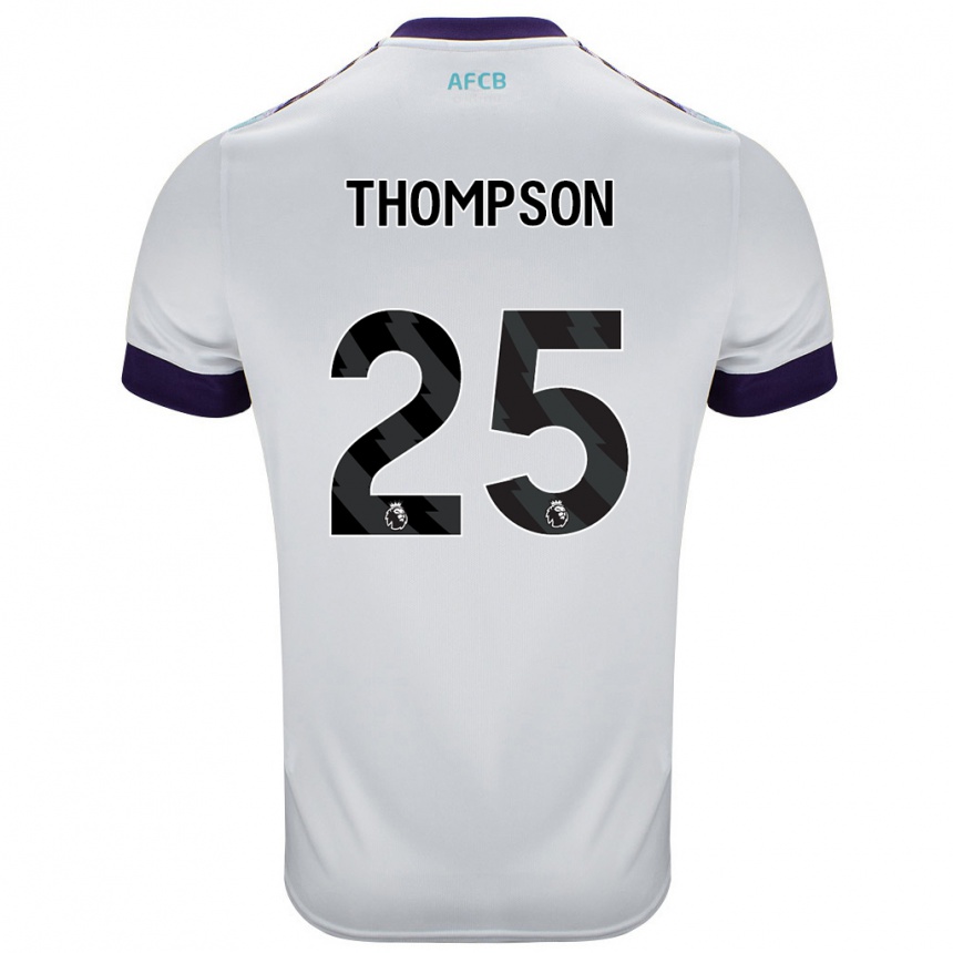 Kids Football Kenni Thompson #25 White Green Purple Away Jersey 2024/25 T-Shirt