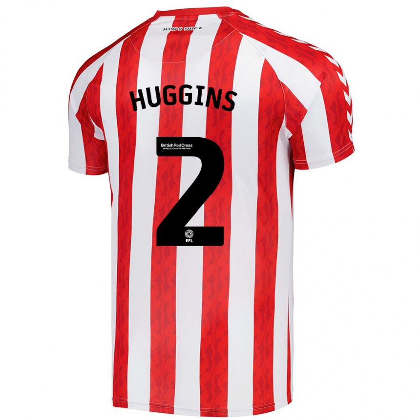 Men Football Niall Huggins #2 Red White Home Jersey 2024/25 T-Shirt