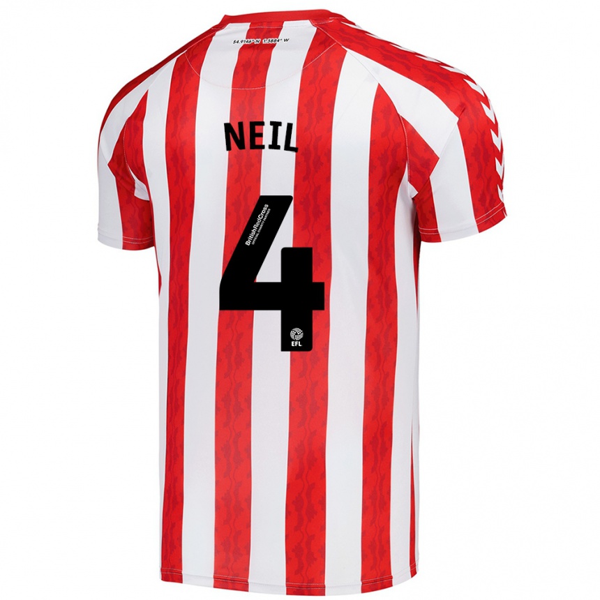 Men Football Dan Neil #4 Red White Home Jersey 2024/25 T-Shirt