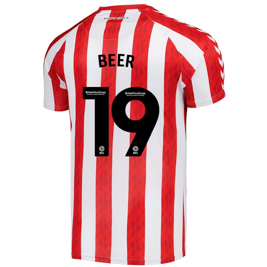 Men Football Megan Beer #19 Red White Home Jersey 2024/25 T-Shirt