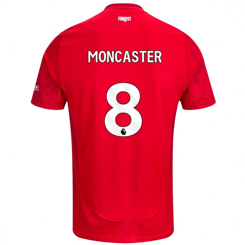 Men Football Mai Moncaster #8 Red White Home Jersey 2024/25 T-Shirt