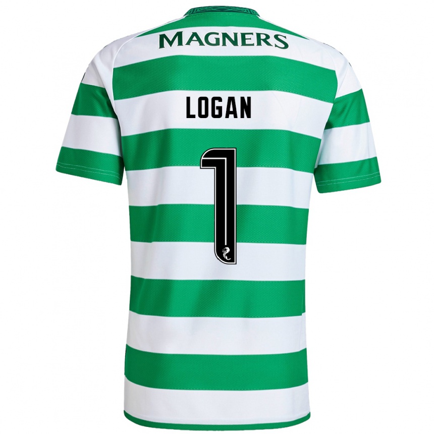 Men Football Chloe Logan #1 Green White Home Jersey 2024/25 T-Shirt