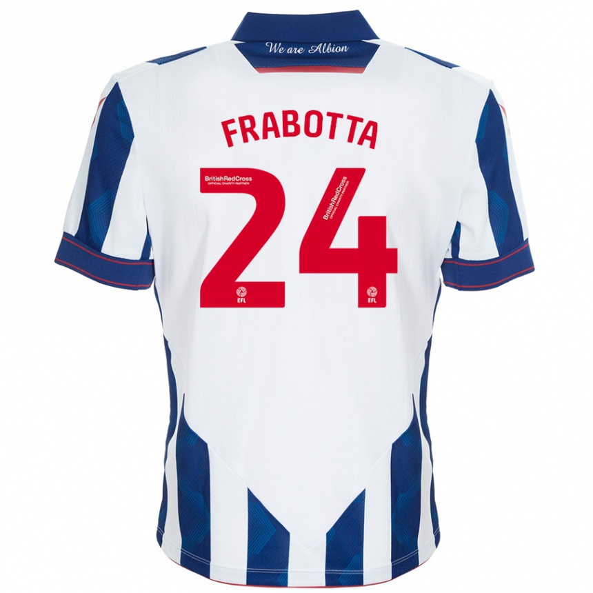 Men Football Gianluca Frabotta #24 White Dark Blue Home Jersey 2024/25 T-Shirt