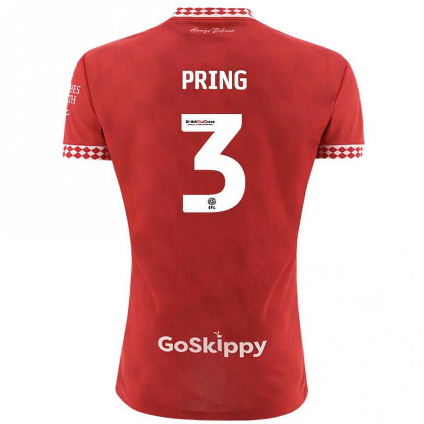 Men Football Cameron Pring #3 Red Home Jersey 2024/25 T-Shirt