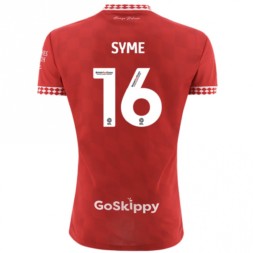 Men Football Emily Syme #16 Red Home Jersey 2024/25 T-Shirt