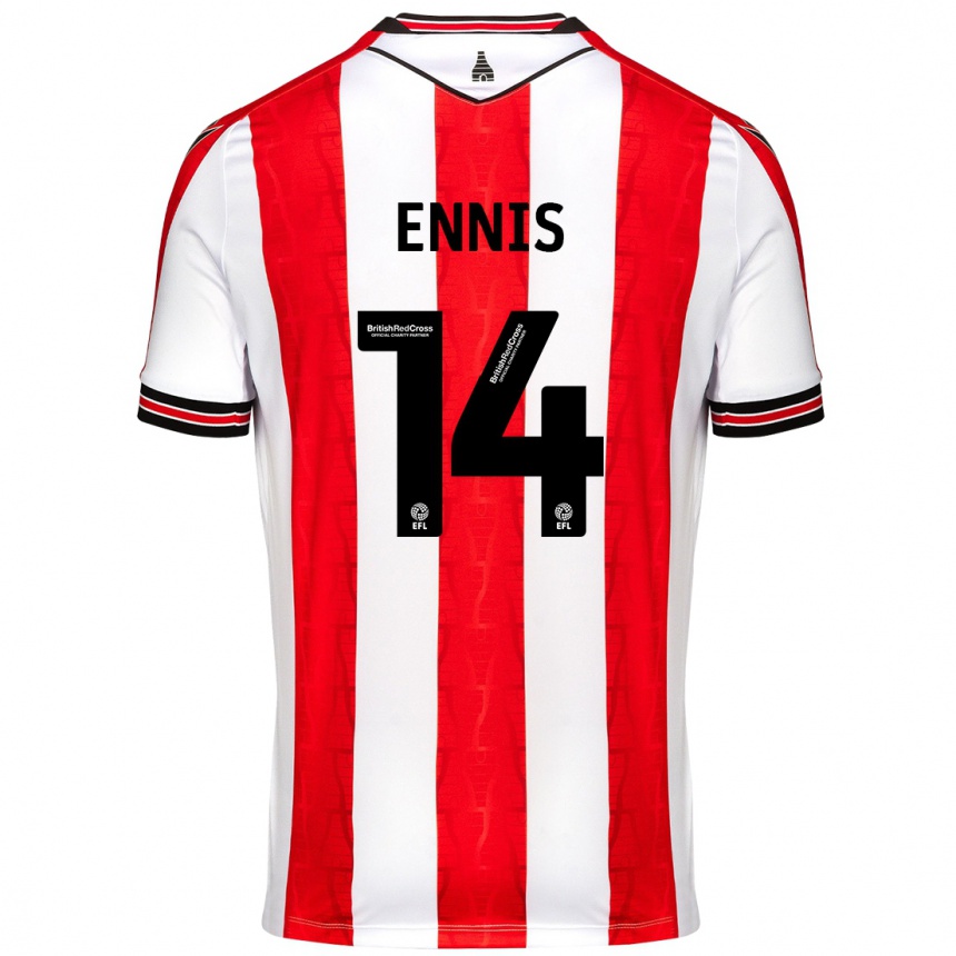 Men Football Niall Ennis #14 Red White Home Jersey 2024/25 T-Shirt