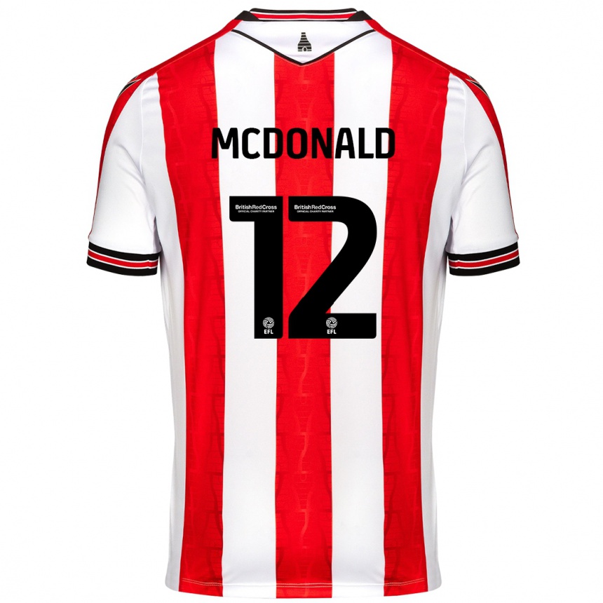 Men Football Kayleigh Mcdonald #12 Red White Home Jersey 2024/25 T-Shirt