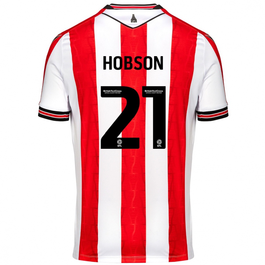 Men Football Elizabeth Hobson #21 Red White Home Jersey 2024/25 T-Shirt