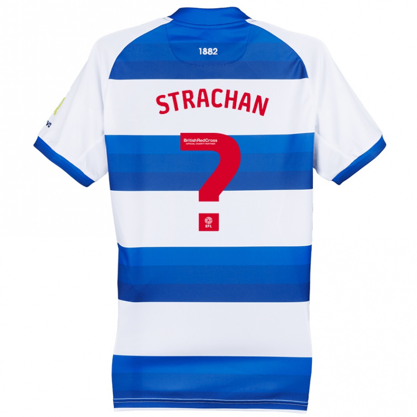 Men Football Lorenzo Strachan #0 White Blue Home Jersey 2024/25 T-Shirt