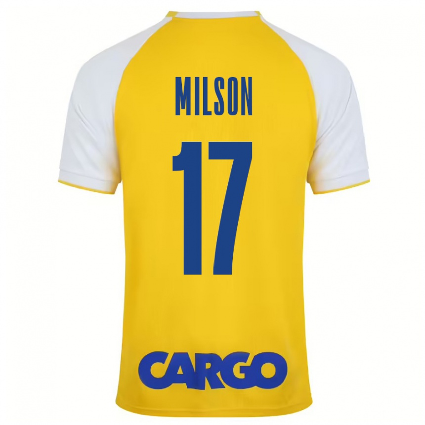 Men Football Milson #17 Yellow White Home Jersey 2024/25 T-Shirt