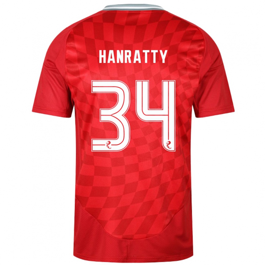 Men Football Kevin Hanratty #34 Red Home Jersey 2024/25 T-Shirt