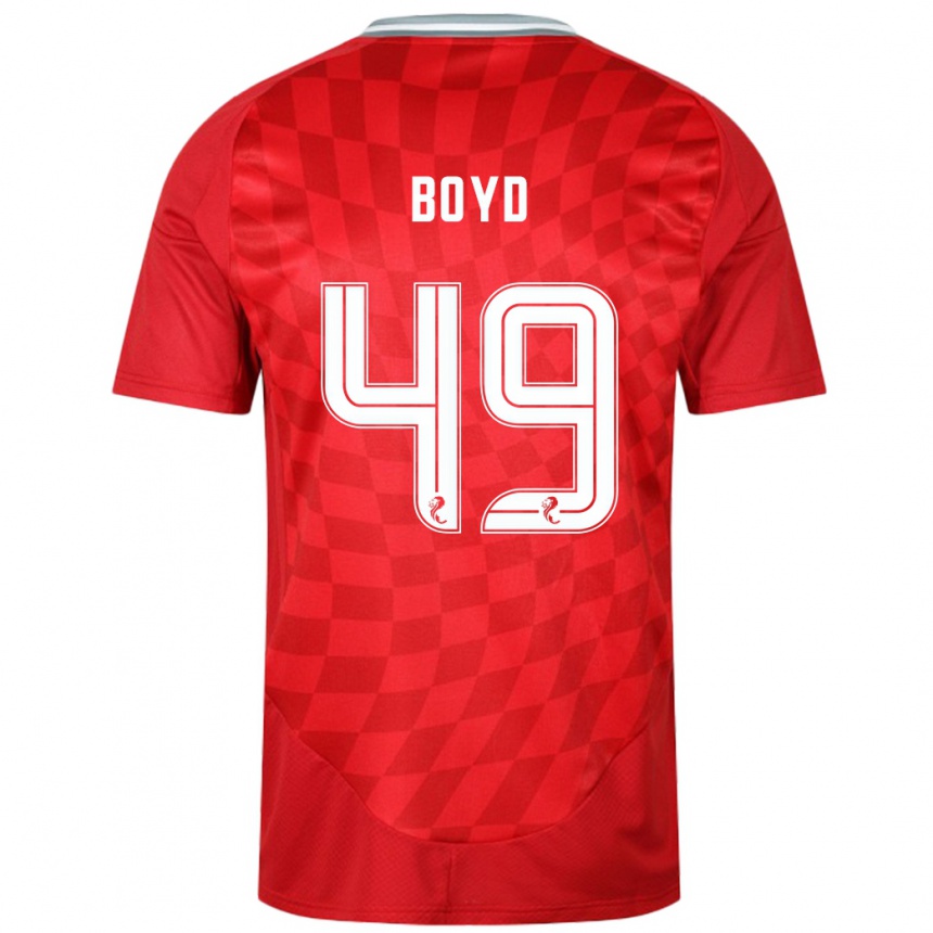 Men Football Fletcher Boyd #49 Red Home Jersey 2024/25 T-Shirt