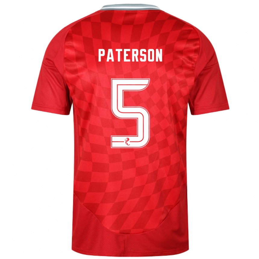 Men Football Donna Paterson #5 Red Home Jersey 2024/25 T-Shirt