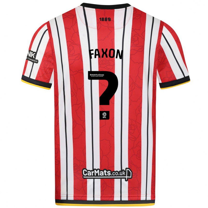 Men Football Luke Faxon #0 Red White Stripes Home Jersey 2024/25 T-Shirt