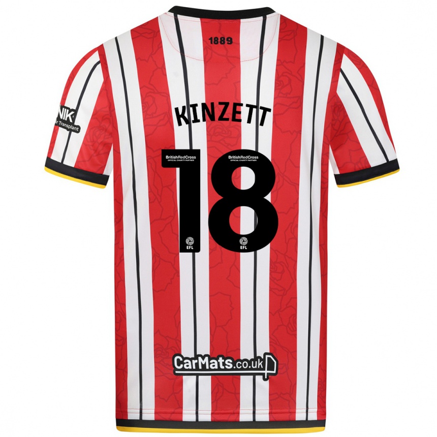 Men Football Ella Kinzett #18 Red White Stripes Home Jersey 2024/25 T-Shirt