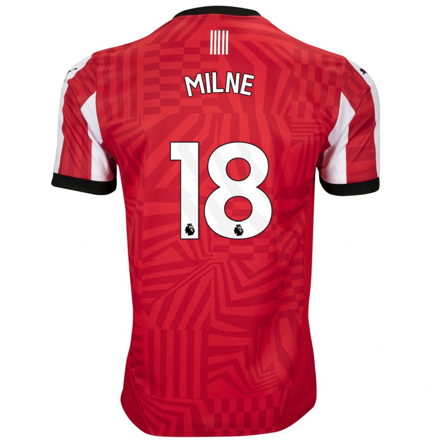 Men Football Isabel Milne #18 Red White Home Jersey 2024/25 T-Shirt