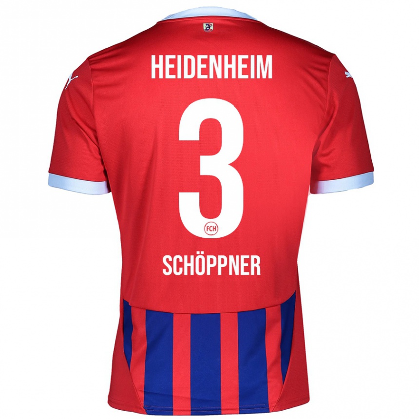 Men Football Jan Schöppner #3 Red Blue Home Jersey 2024/25 T-Shirt