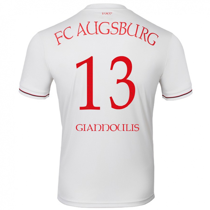 Men Football Dimitrios Giannoulis #13 White Home Jersey 2024/25 T-Shirt