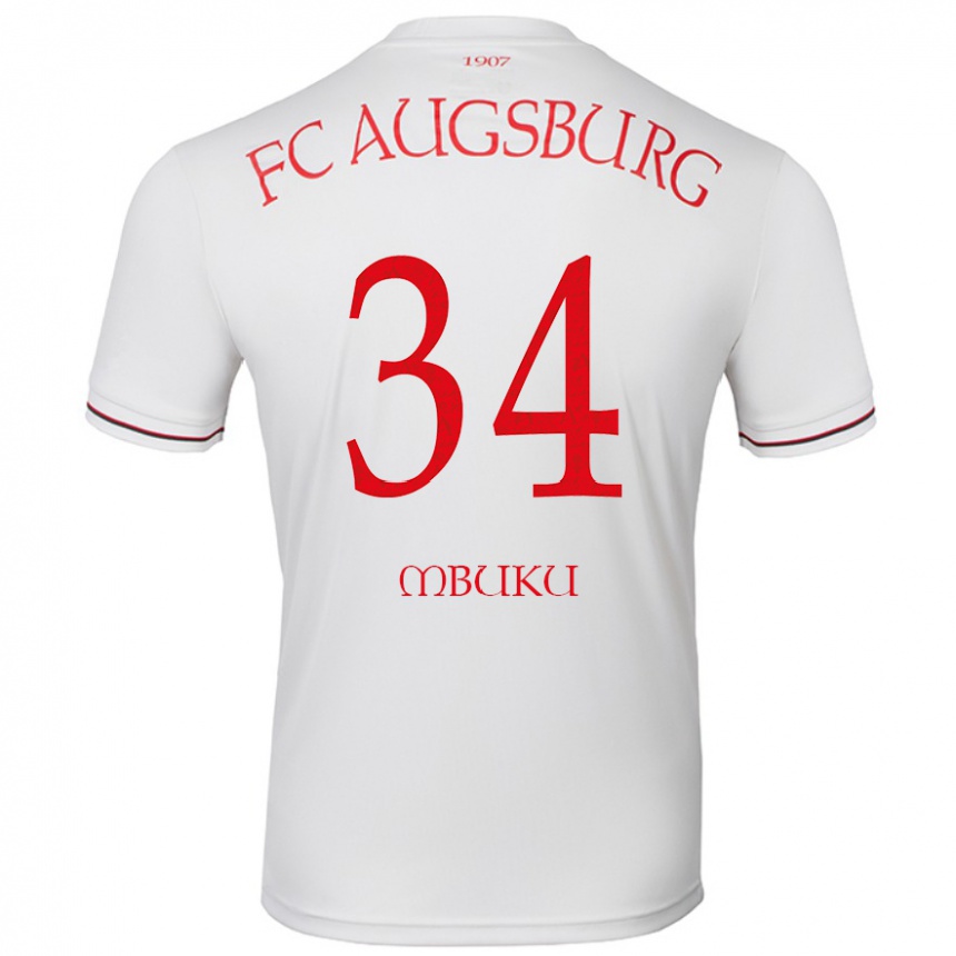 Men Football Nathanaël Mbuku #34 White Home Jersey 2024/25 T-Shirt