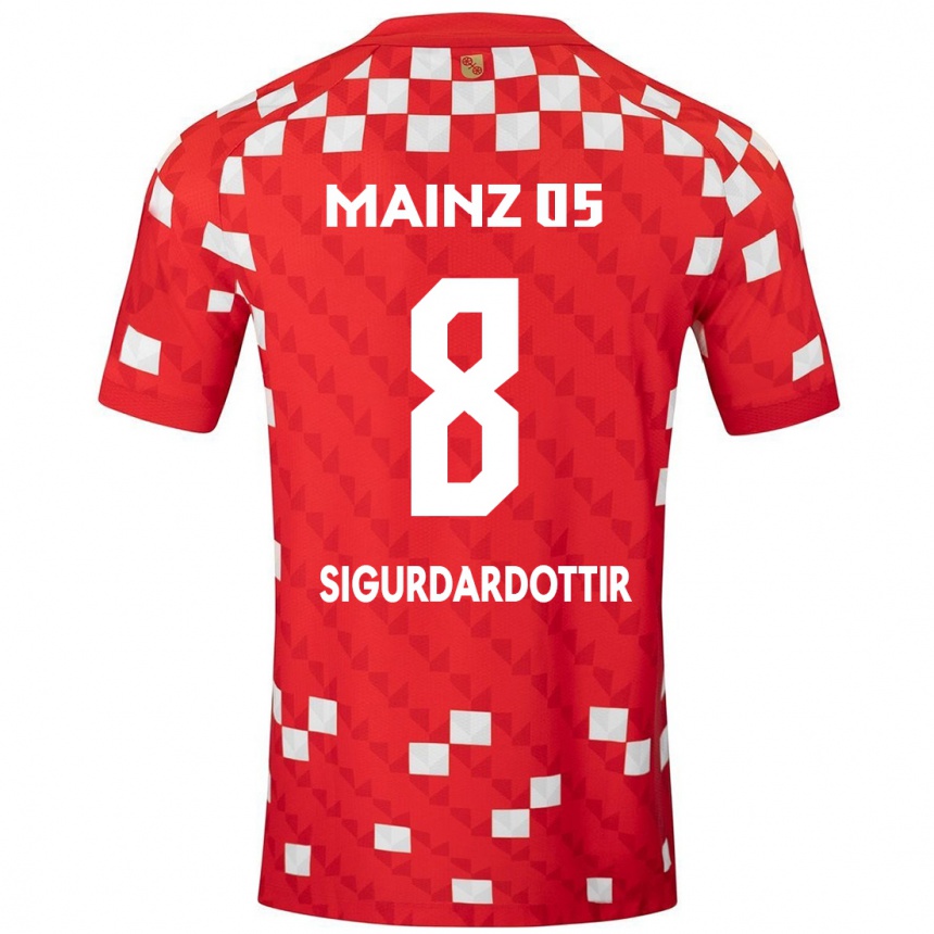 Men Football Heiðrún Sigurðardóttir #8 White Red Home Jersey 2024/25 T-Shirt