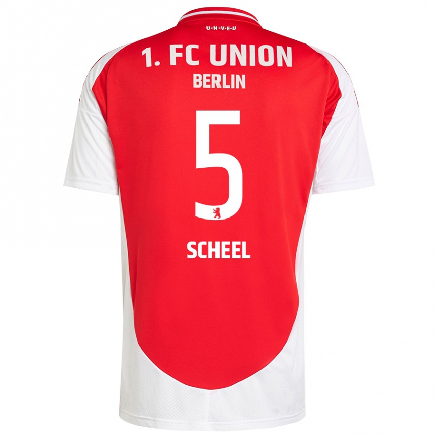 Men Football Luca Scheel #5 Red White Home Jersey 2024/25 T-Shirt