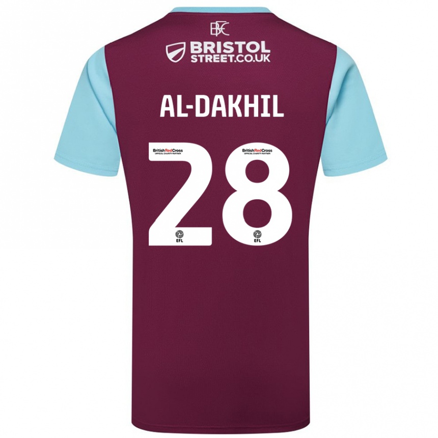 Men Football Ameen Al-Dakhil #28 Burgundy Sky Blue Home Jersey 2024/25 T-Shirt