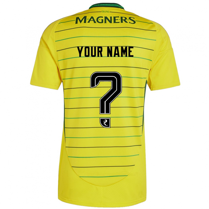 Men Football Your Name #0 Yellow Away Jersey 2024/25 T-Shirt