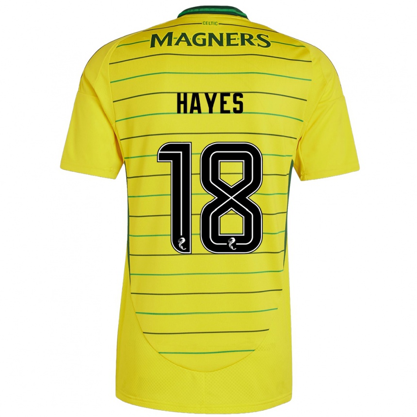 Men Football Caitlin Hayes #18 Yellow Away Jersey 2024/25 T-Shirt