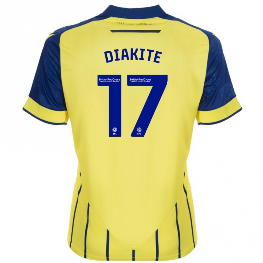 Men Football Ousmane Diakité #17 Yellow Blue Away Jersey 2024/25 T-Shirt